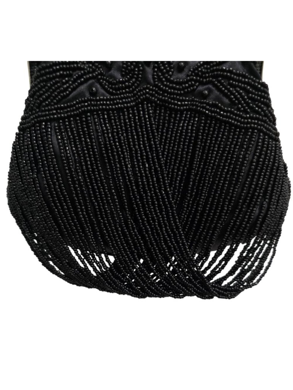 Vintage Bijoux Terner Kiss Lock Beaded Black Evening Clutch Purse Chain 5"W - Picture 2 of 13